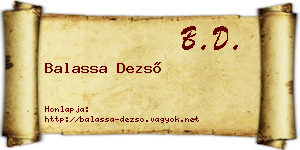 Balassa Dezső névjegykártya